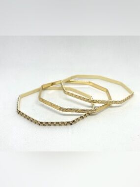 Hex appeal Gold Octagonal Stackable Bangle Bracelets - Set of 3